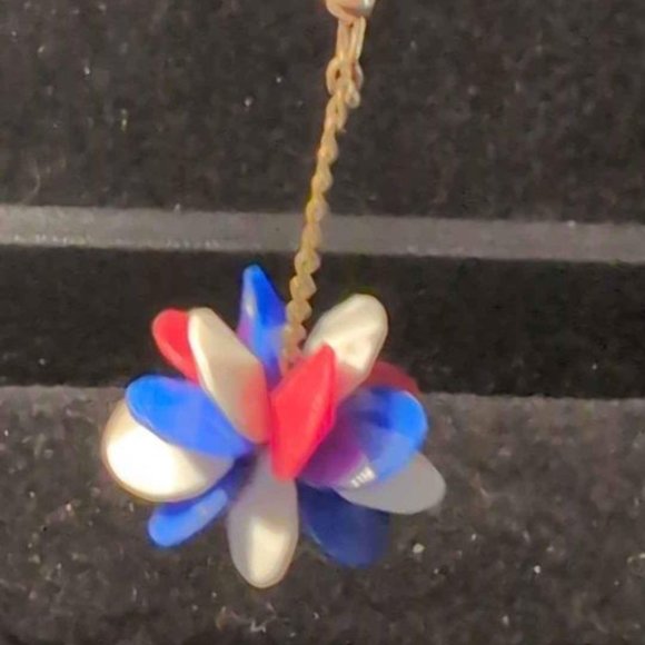 Vintage Faceted Red, White and Blue Beaded Dangle Earrings for Pierced Ears - Picture 6 of 6